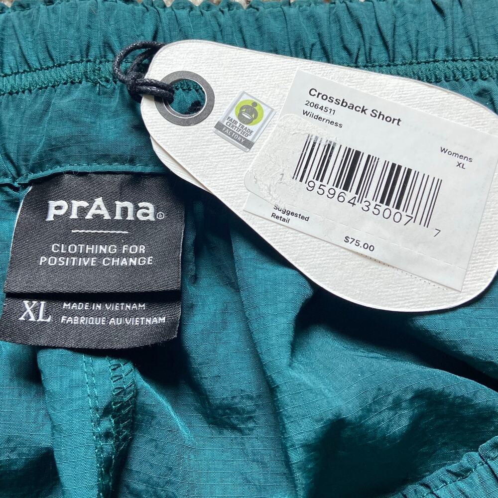 Prana Crossback 2.75" Short Women XL Wilderness Ripstop Elastic Waist Activewear - Picture 5 of 10